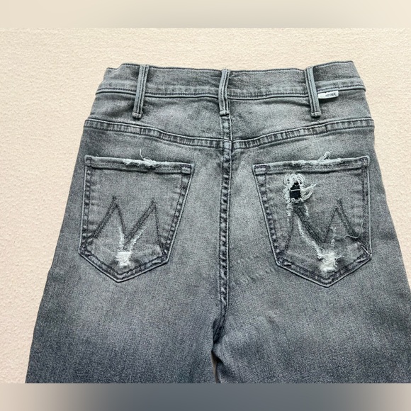 Mother Hustler Crop Step Chew Jeans Sz 27 Scene of the Crime Black Denim - Picture 6 of 14